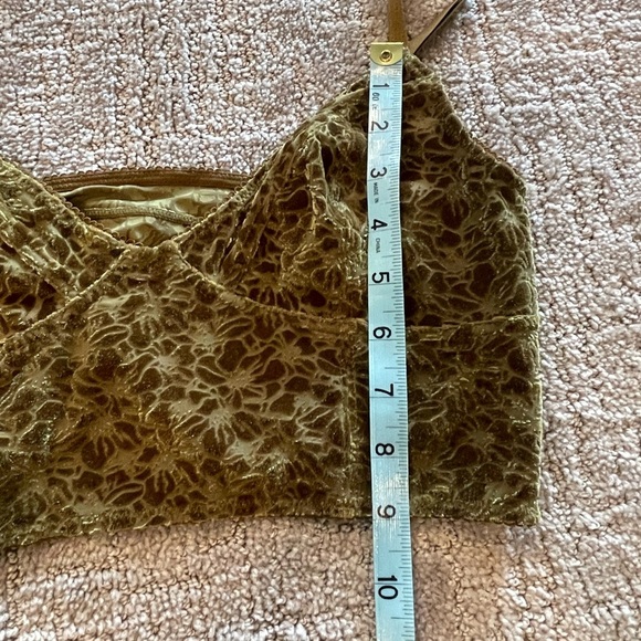 NWT Intimately Free People Carrie Flocked Floral Velvet Bralette, Olive Green, L - Picture 12 of 15
